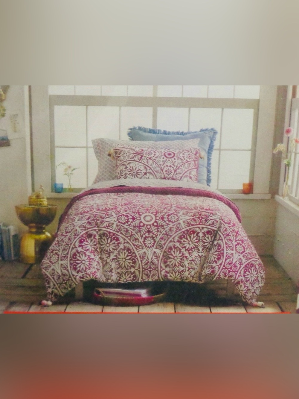 Duvet & Sham Set Reversible Opalhouse Purple Medallion Cotton Twin Sz